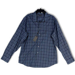 NWT Mens Blue Plaid Long Sleeve Collared Pocket Button-Up Shirt Size 2XL