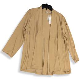 NWT Chico's Womens Brown Classic Long Sleeve Open Front Jacket Size 2