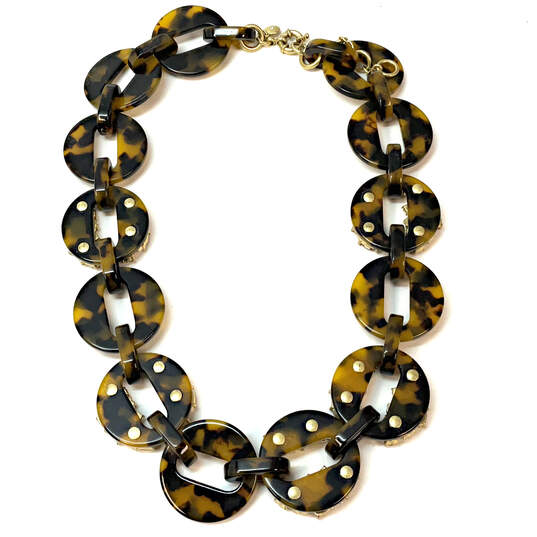 Designer J. Crew Gold-Tone Crystal Stone Tortoise Link Chain Necklace image number 3