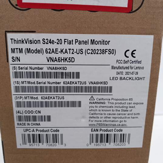 Lenovo ThinkVision S24e-20 Flat Panel Monitor image number 6