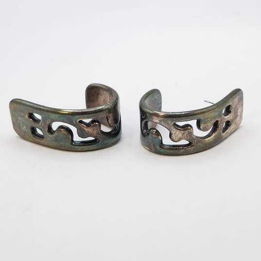 Sterling Silver Modernist Wide 3/4in Loop Hoop Earrings 17.5g image number 2