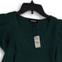 NWT Womens Green Ribbed Puff Sleeve V-Neck Pullover Blouse Top Size XS image number 3