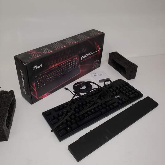 Untested Apollo RK-9100xR Mechanical Gaming Keyboard Red Backlit Cherry MX IOB P/R image number 1