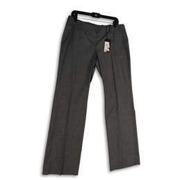 NWT Womens Gray Flat Front Pockets Formal Straight Leg Dress Pants Size 12