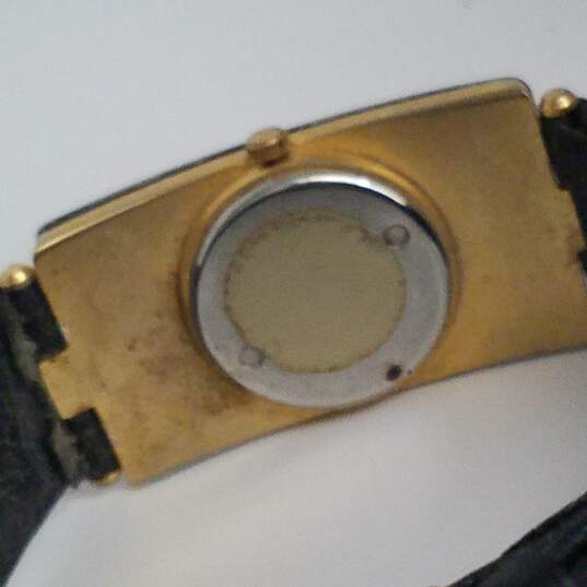 Sonic Black & Gold Tone Geometric Curved Case Vintage Quartz Watch image number 8