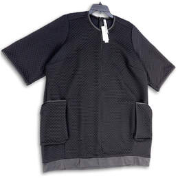 NWT Womens Black Quilted 3/4 Sleeve Pockets Short Sleeve Mini Dress Sz 2X