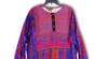 Womens Multicolor Embroidered Long Sleeve Side Slit Tunic Blouse Top Sz 14 image number 3
