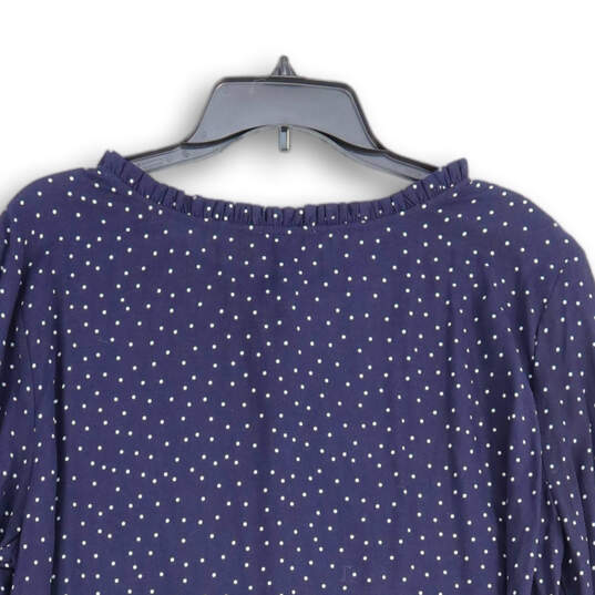 NWT Womens Blue White Polka Dot Ruffle Long Sleeve Blouse Top Size XL image number 4
