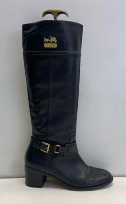 Coach Leather Tall Riding Boots Black 7.5