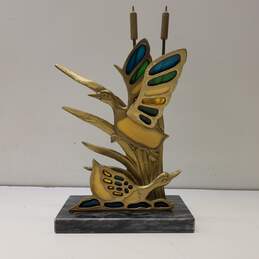 Brass Sculpture 11in Tall Enesco Vintage Brass Ducks