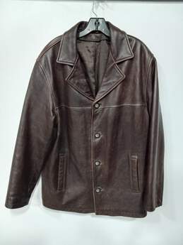 GUESS BROWN LEATHER JACKET/COAT (NO SIZE FOUND)