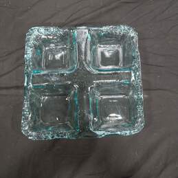 Vitrocolor Teal Recycled Glass Relish Tray