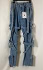 NWT Manière De Voir Womens Blue Cotton Denim Strap Straight Jeans Size 4 image number 1