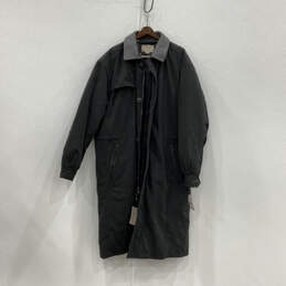 NWT Womens Black Long Sleeve Spread Collar Pockets Full-Zip Raincoat Sz XL