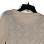 Womens Ivory Black Embroidered Round Neck Long Sleeve Pullover T-Shirt Sz M image number 4