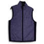 Mens Blue Mock Neck Sleeveless Full-Zip Golf Sweater Vest Size Small image number 3