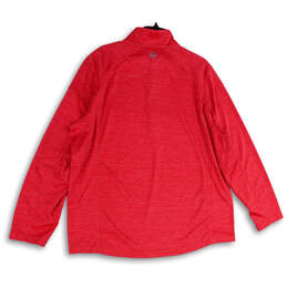 Mens Pink Striped 1/4 Zip Mock Neck Long Sleeve Athletic T-Shirt Size XL alternative image