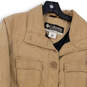 Womens Tan Long Sleeve Collared Pockets Button Front Jacket Size Medium image number 3