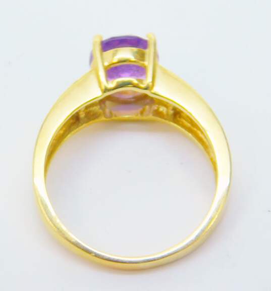 Elegant 14K Yellow Gold Amethyst & Diamond Accent Ring 5.3g image number 3