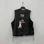 Mens Black Sleeveless Embroidered Snap Front Motorcycle Vest Size 50 image number 2