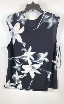NWT Calvin Klein Womens Black White Floral Sleeveless Round Neck Tank Top Sz 0X alternative image