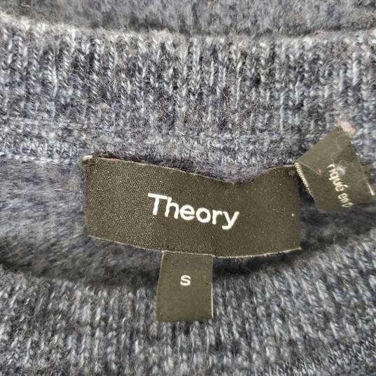 Theory WM's 100% Merino Wool Heather Blue Crewneck Long Sleeve Sweater Size S image number 3