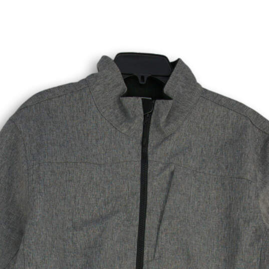 Mens Gray Mock Neck Drawstring Long Sleeve Full-Zip Jacket Size XL image number 3