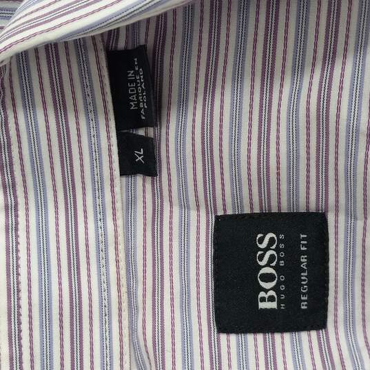 Boss Men's Regular Fit Long Sleeved Stripped Button Up Dress Shirt Size XL image number 3