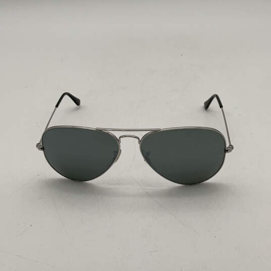 Mens RB3025 Silver Green Lens Metal Full Rim Aviator Sunglasses w/ Case image number 3