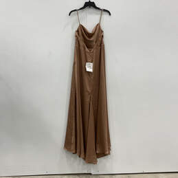 NWT Womens Bronze Spaghetti Strap Back Zip Casual Long Maxi Dress Size 8 alternative image