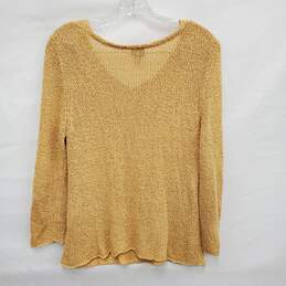 Eileen Fisher WM's Viscose & Linen Blend V-Neck Knit Yellow Sweater Size S alternative image