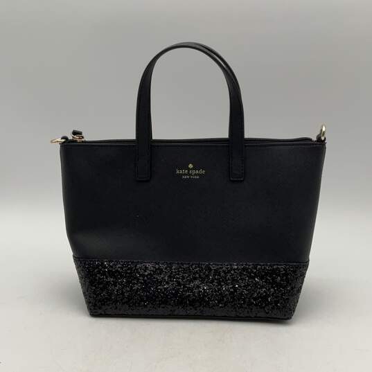 Kate Spade New York Womens Black Greta Glitter Tote Handbag w/ Matching Wallet image number 1