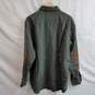 Pendleton dark green wool button up shirt elbow patches men's XL image number 2