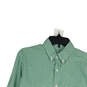 Mens Green White Gingham Collared Long Sleeve Casual Button-Up Shirt Size S image number 3