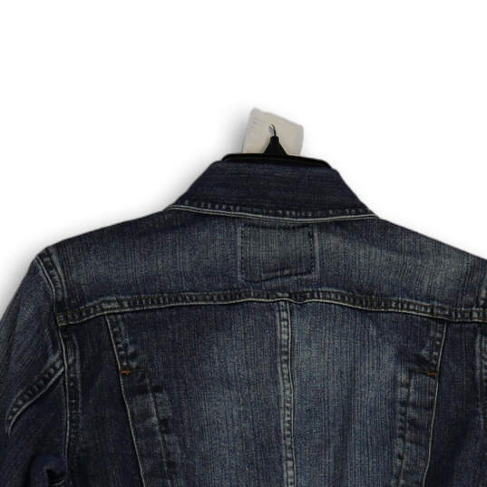 Womens Blue Denim Spread Collar Long Sleeve Button Front Jacket Size M image number 4
