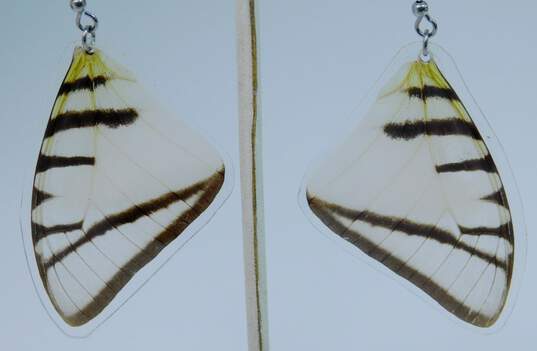 Boho Artisan Butterfly Wing Earrings & Ammonite Dalmatian Jasper Multi Stone Pendants & Necklace 132.6g image number 8
