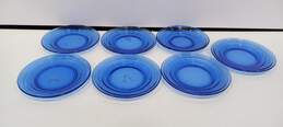 Bundle of 7 Assorted Blue Glass Mid-Century Plates