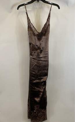 Anthropologie Women's Brown Lace/Satin Slip Dress- XSP