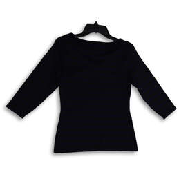 NWT Womens Blue Black Wrap V-Neck Long Sleeve Pullover Blouse Top Size S alternative image