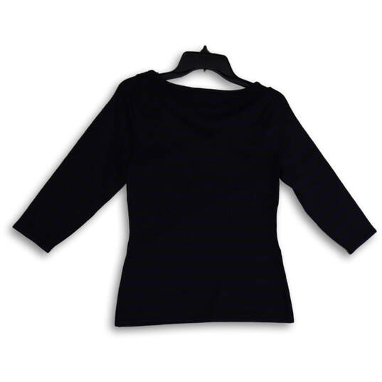 NWT Womens Blue Black Wrap V-Neck Long Sleeve Pullover Blouse Top Size S image number 2