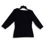NWT Womens Blue Black Wrap V-Neck Long Sleeve Pullover Blouse Top Size S image number 2