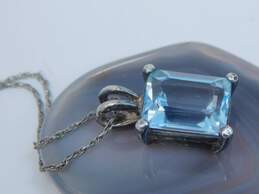 925 Sterling Silver Blue Topaz Onyx & CZ Drop Earrings Pendant Necklaces & Rings 30.3g alternative image