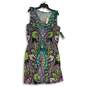 NWT Womens Multicolor Paisley Ruffle Scoop Neck Sleeveless Shift Dress Size L image number 1