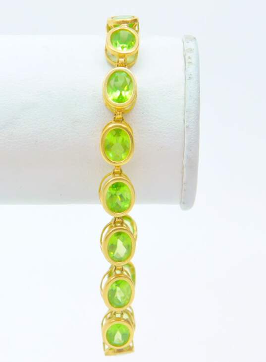 14K Yellow Gold Peridot Link Bracelet 11.8g image number 1