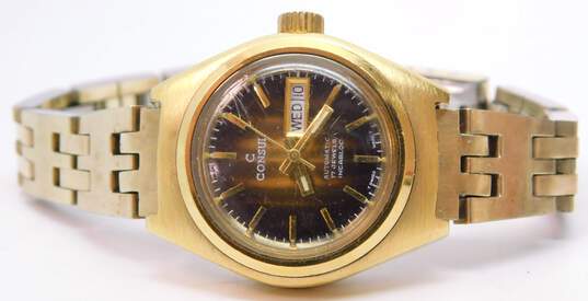 Vintage Consul Automatic 17 Jewels Swiss Gold Tone Stainless Steel Watch 57.5g image number 3