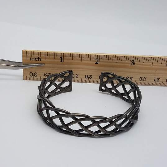 Sterling Silver Open Work Basket Weave Cuff Bracelet 28.1g image number 8