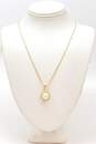14K Yellow Gold Pearl 0.40 CTTW Diamond Halo Pendant Necklace 5.6g image number 1