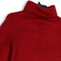 Womens Red Knitted Long Sleeve Turtleneck Side Slit Pullover Sweater Size S image number 4
