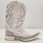 White Diamonds Boots White Rhinestone Leather Croc Embossed Western Boots Men's Size 7.5 M image number 1