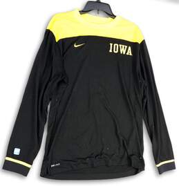 Mens Black Yellow Iowa Dri-Fit Crew Neck Long Sleeve Pullover T-Shirt Sz M